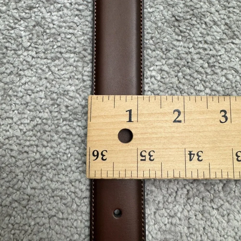 Penguin Bonded Leather Silver Buckle Belt Mens 42 Brown Matte Work Classic NEW